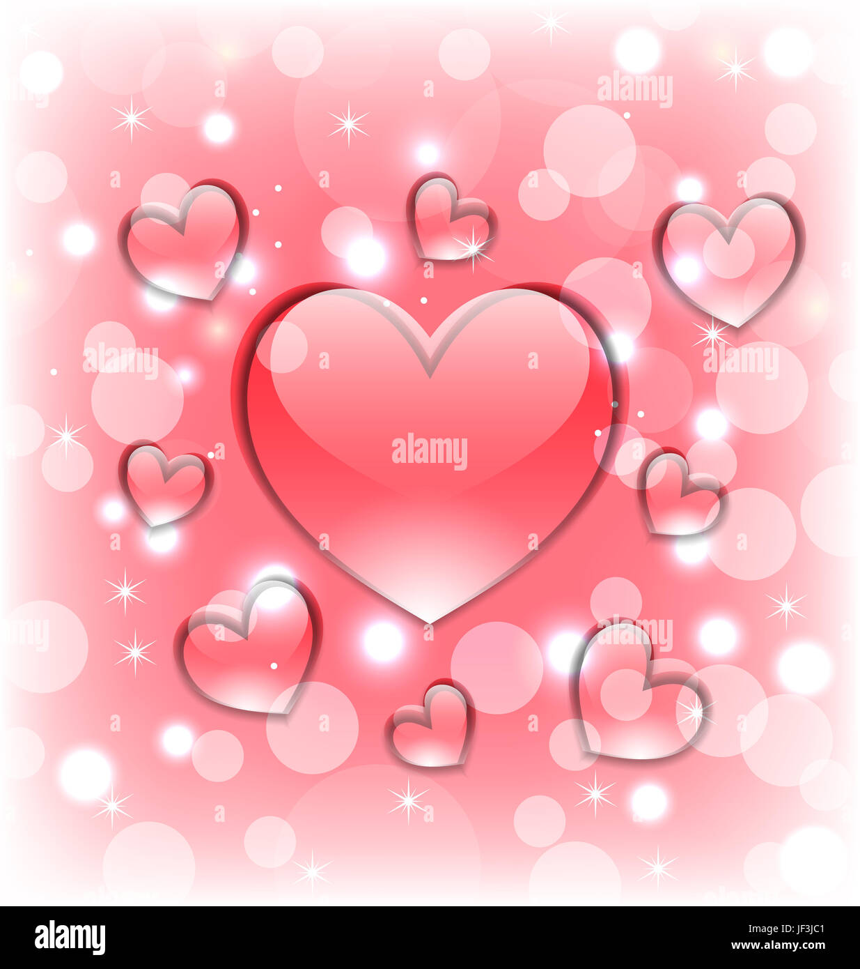 Illustration shimmering background with glassy hearts for Valentine Day ...