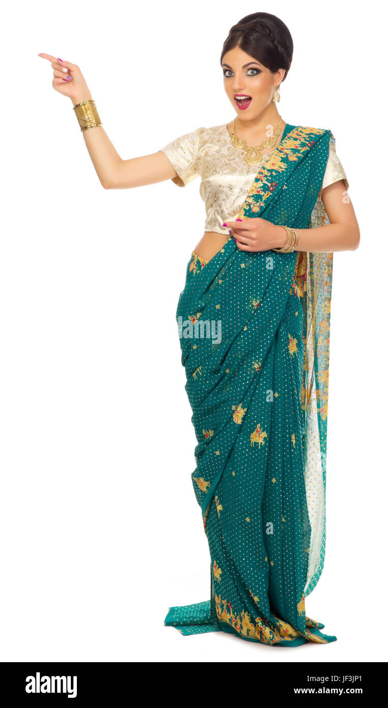 Indian young woman isolated on white Stock Photo - Alamy