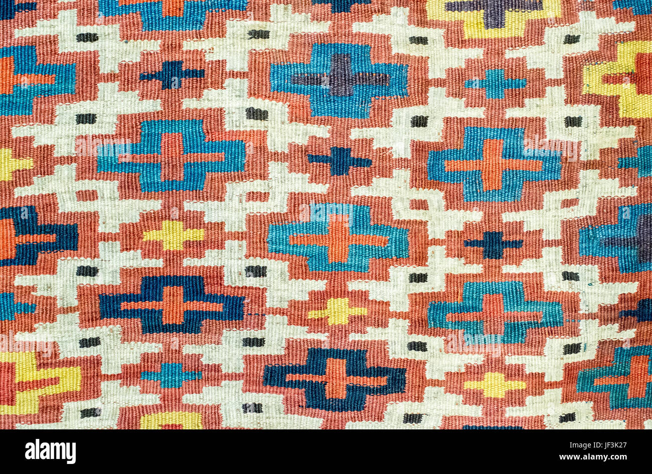 Geometric traditional kilim carpet detail Stock Photo