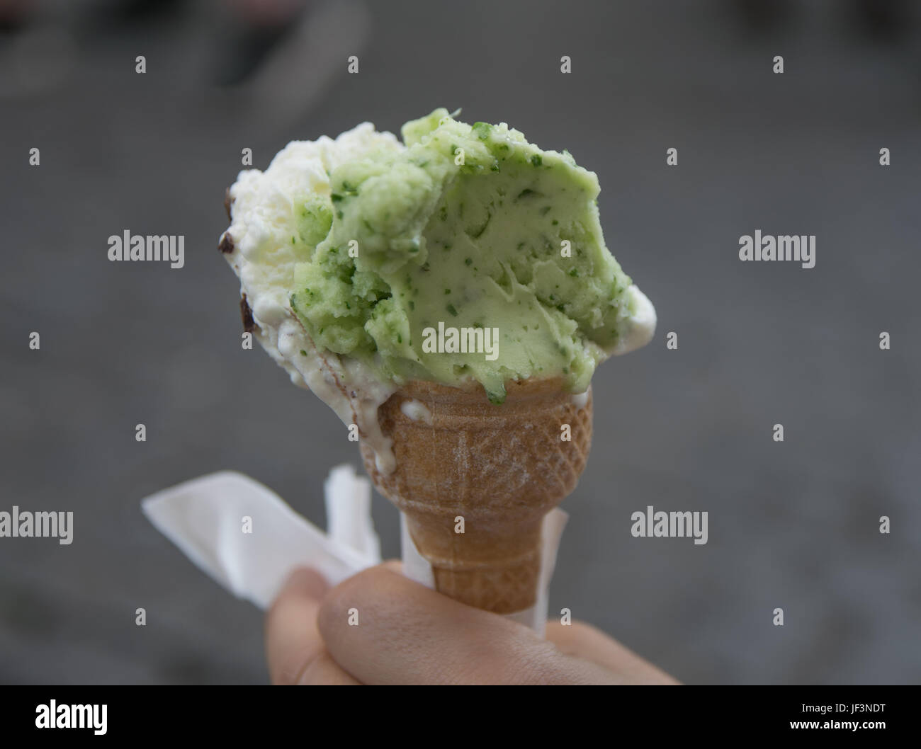 ice cream with basil and mint Stock Photo Alamy