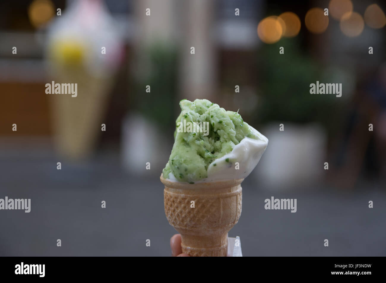 ice cream with basil and mint Stock Photo Alamy