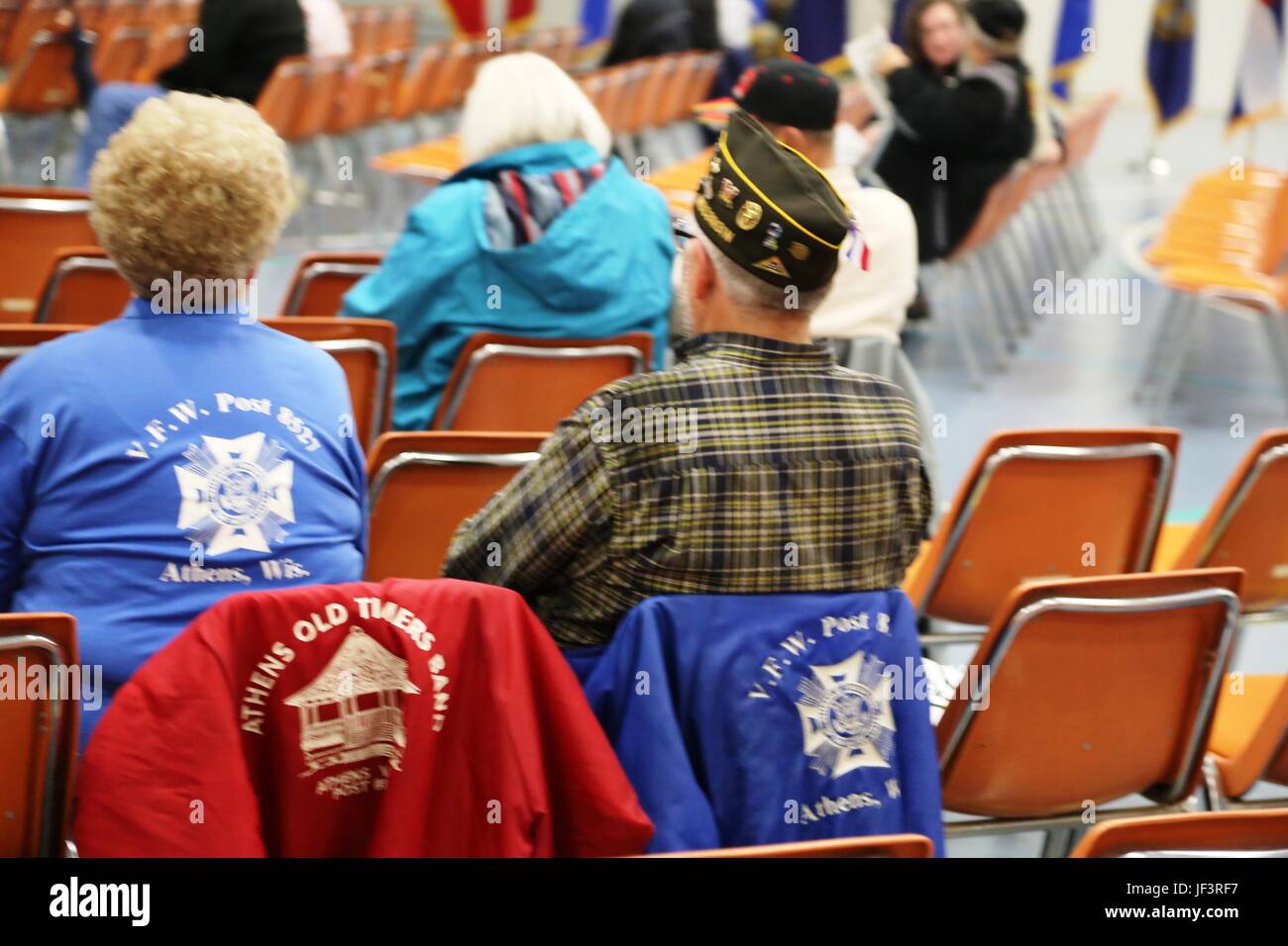 Vietnam veterans and their families participate in the Vietnam Veterans Welcome Home Ceremony on May 20, 2017, at Fort McCoy, Wis. Each veteran received a Vietnam Veterans Lapel Pin during the event. The ceremony was one of many taking place around the United States that officially recognizes veterans who served between May 1, 1955, and Nov. 15, 1975. The ceremony also was held in conjunction with the 2017 Fort McCoy Armed Forces Day Open House. (U.S. Army Photo by Scott T. Sturkol, Public Affairs Office, Fort McCoy, Wis.) Stock Photo