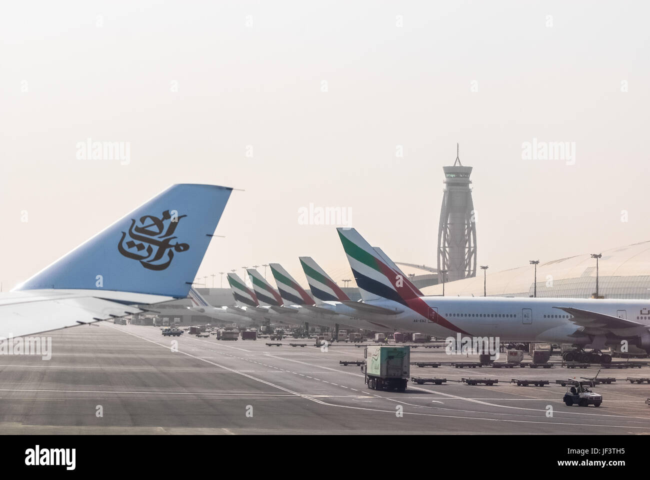 airplanes at airport from dubai,vae Stock Photo