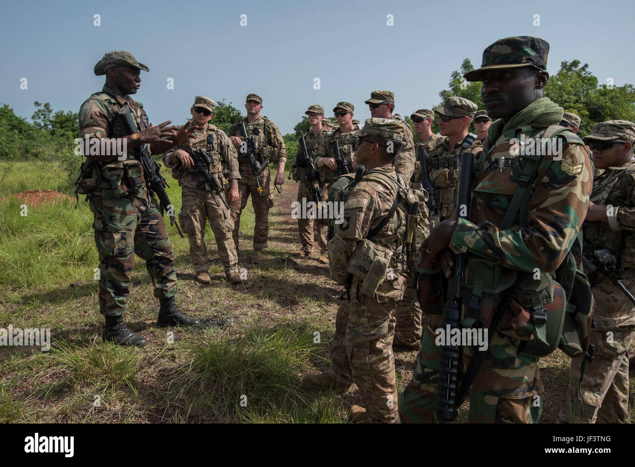 ghana armed forces and u s army soldiers prepare to perform squad us army squad