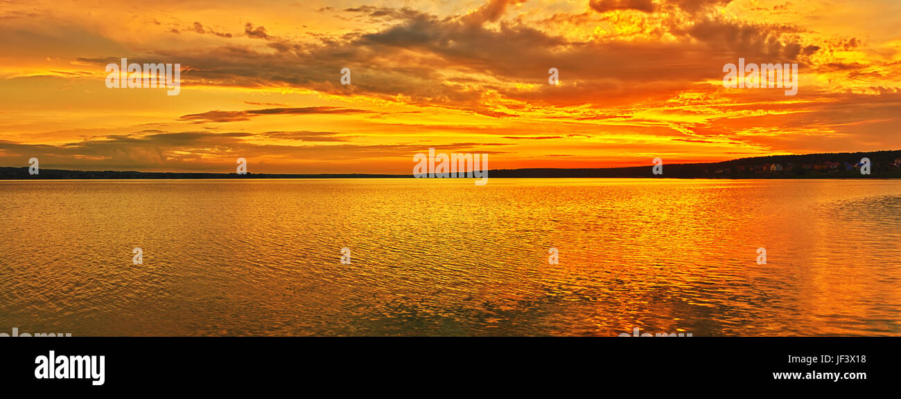 Sunset over the sea. Panorama Stock Photo