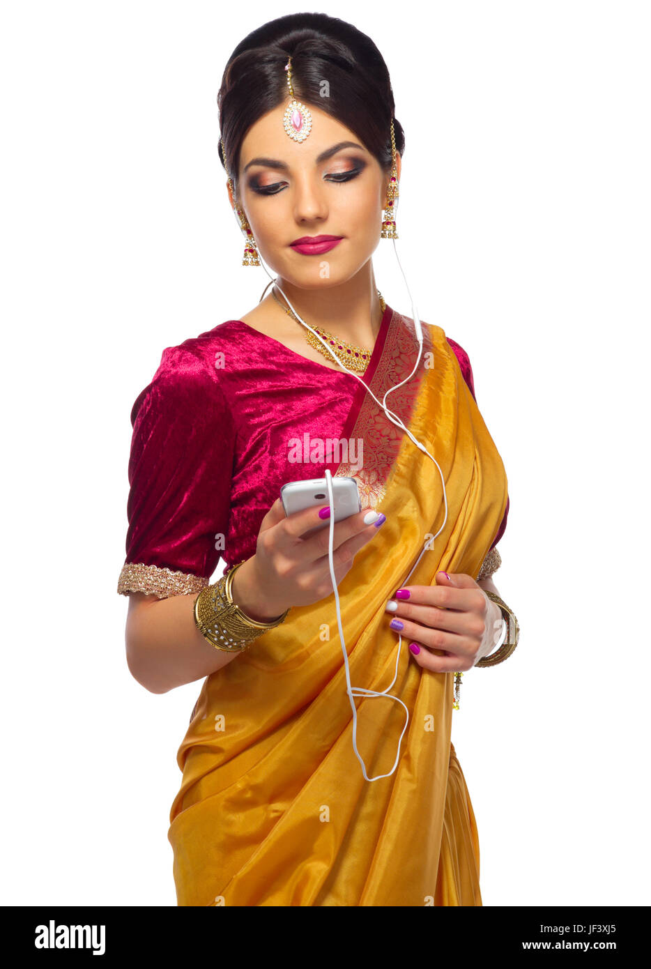 Indian young woman isolated on white Stock Photo - Alamy