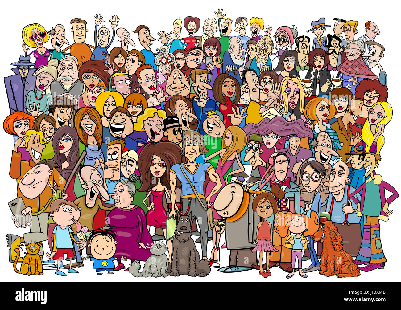 cartoon people in the crowd Stock Photo - Alamy