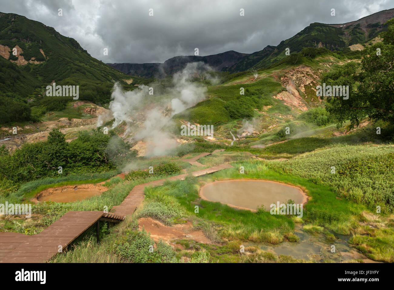 Famous Valley of Geysers. Stock Photo