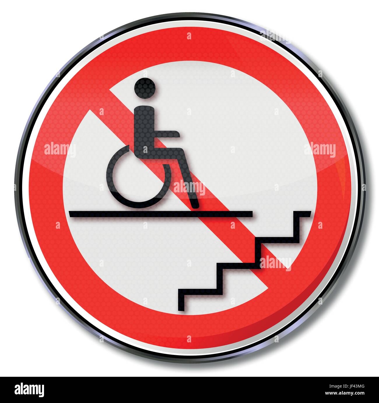 prohibition sign for wheelchairs in the stairwell Stock Vector
