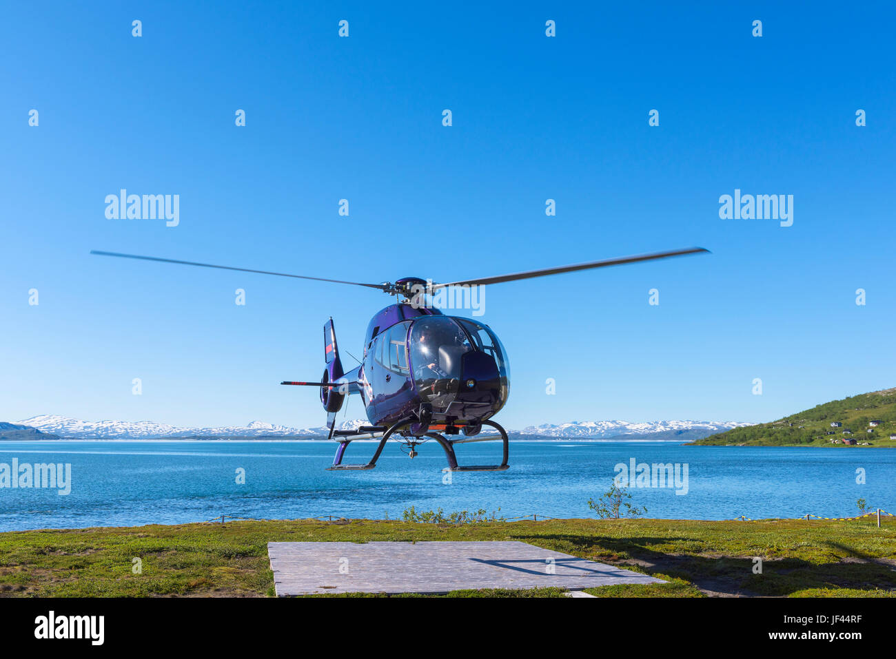 Helicopter in air Stock Photo