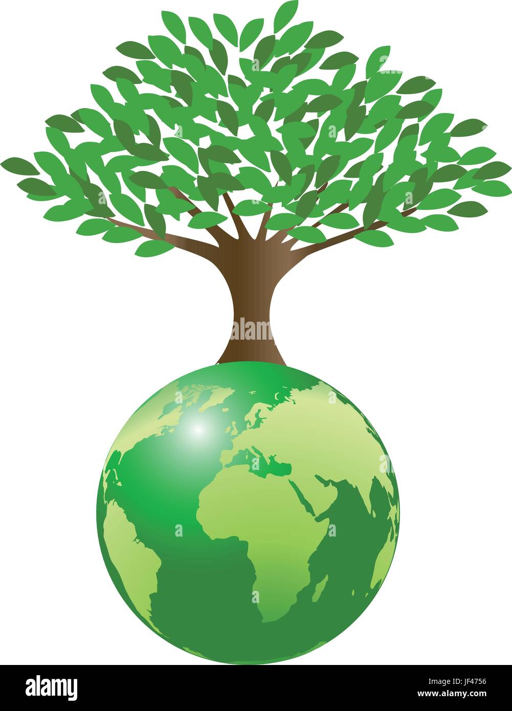 earth with tree symbolizing the ecological balance Stock Vector Image