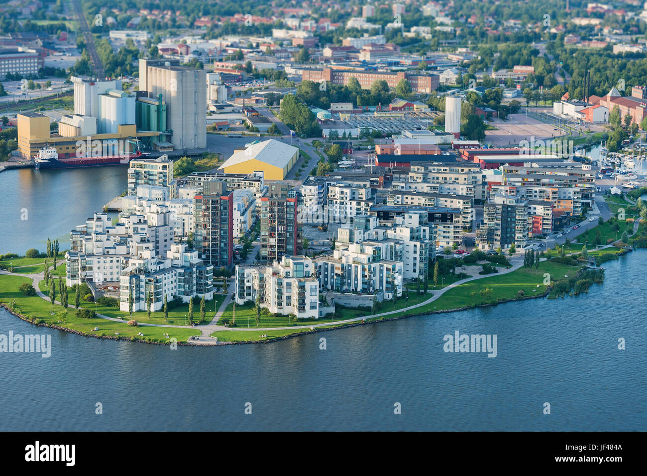 Aerial view of waterfront houses Stock Photo - Alamy