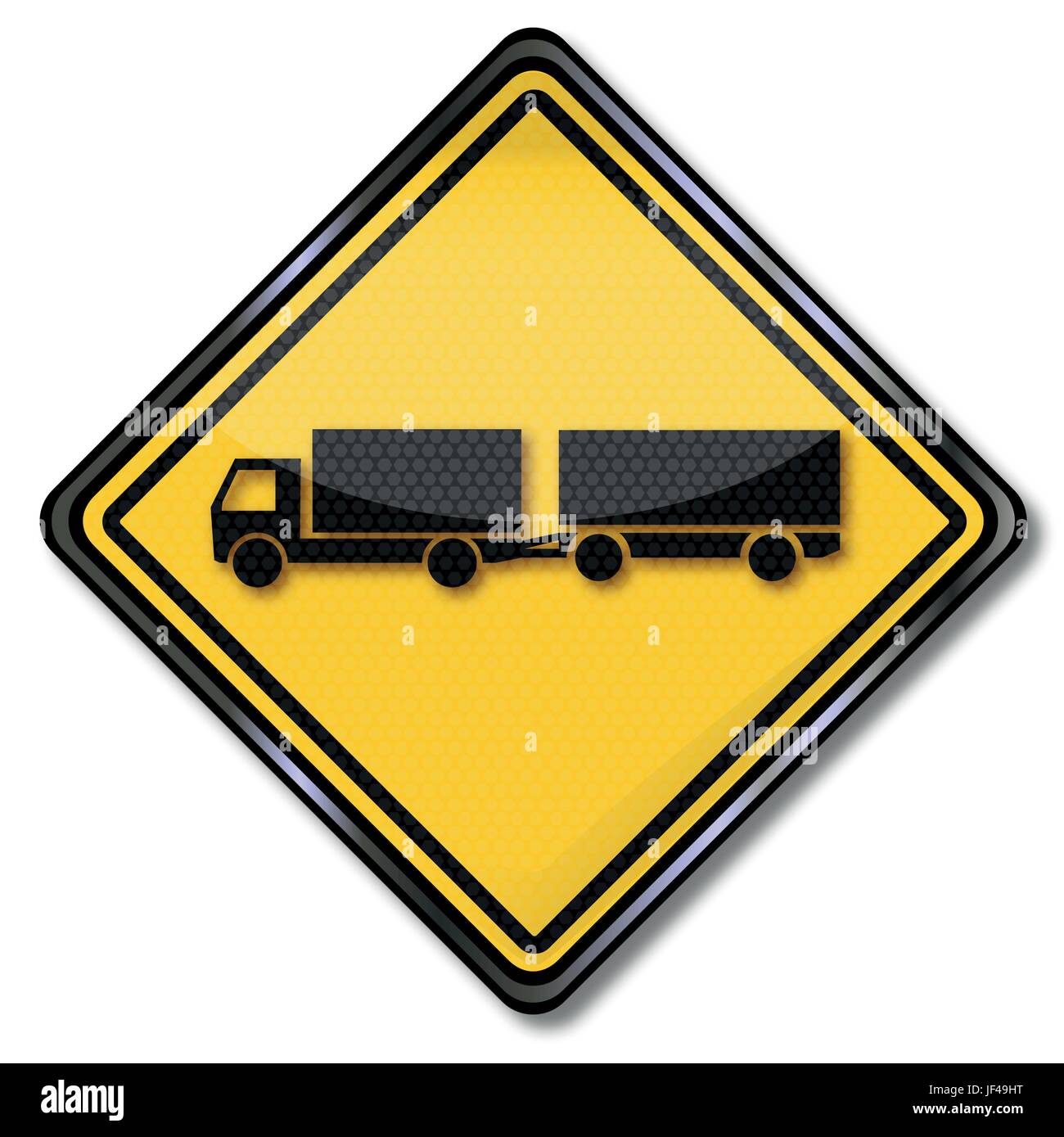 plate truck with biaxial trailer Stock Vector