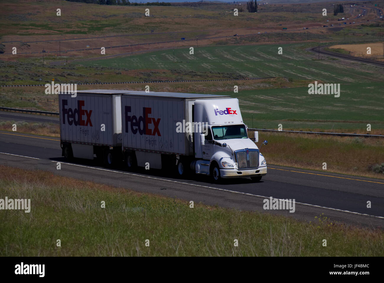 FedEx Semi-Truck / Rural Oregon, USA Stock Photo