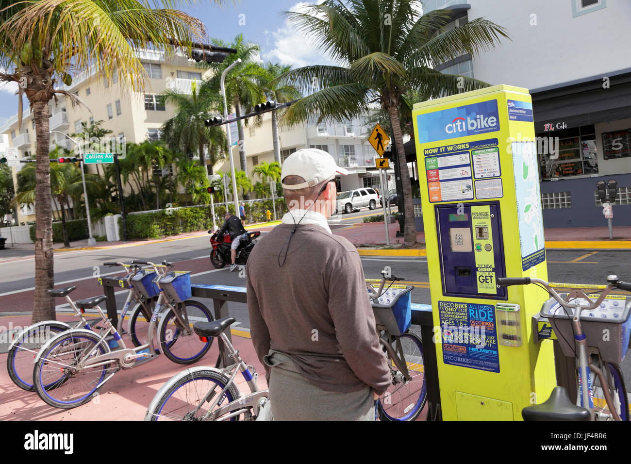 Bike rental station, Miami Beach, Florida, USA Stock Photo