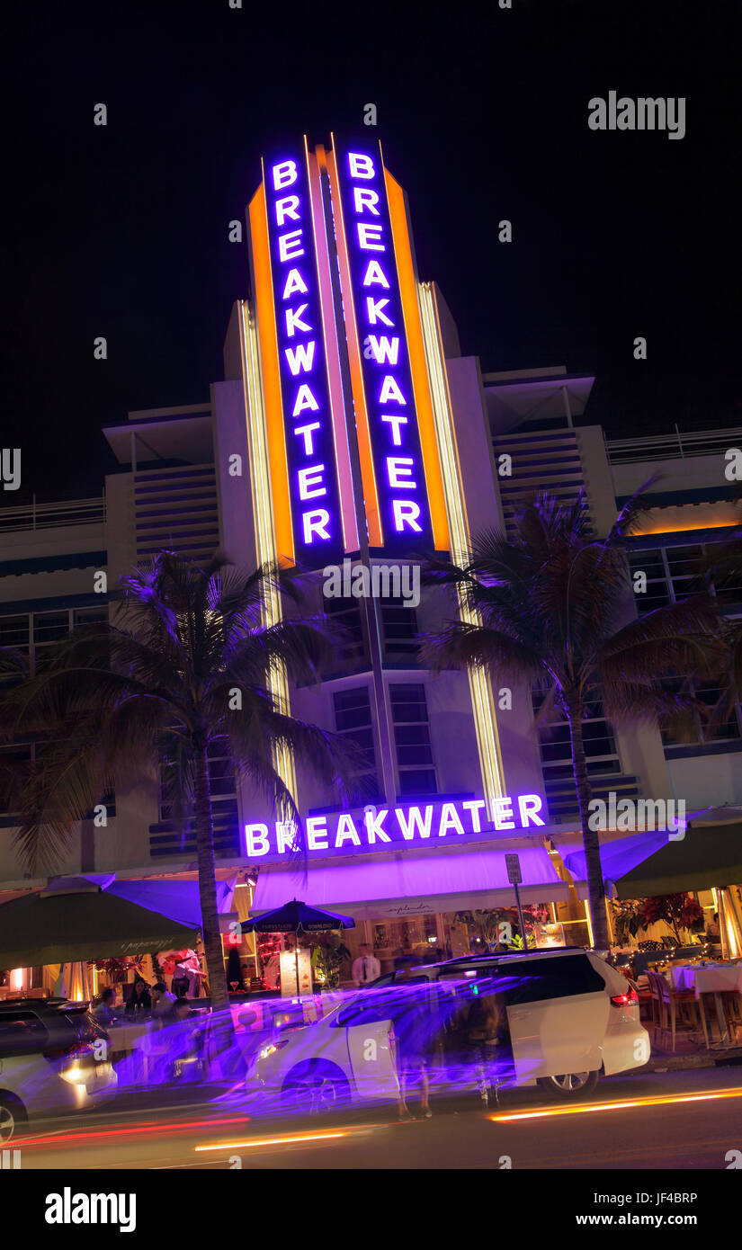 Hotel Breakwater, Miami Beach, Florida, USA Stock Photo