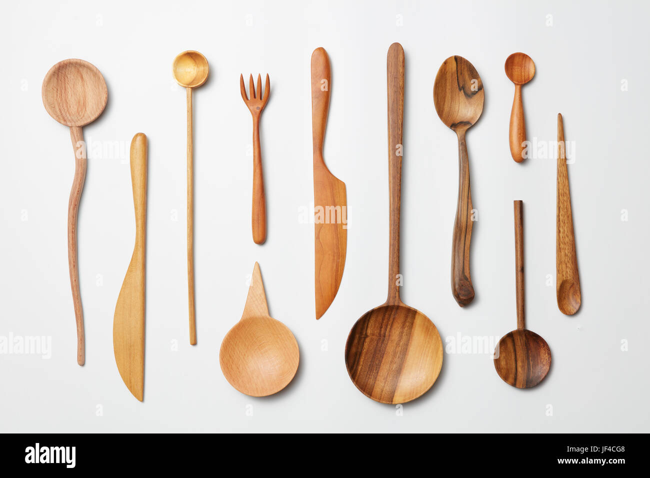 Wooden spoons, knives, forks o Stock Photo Alamy