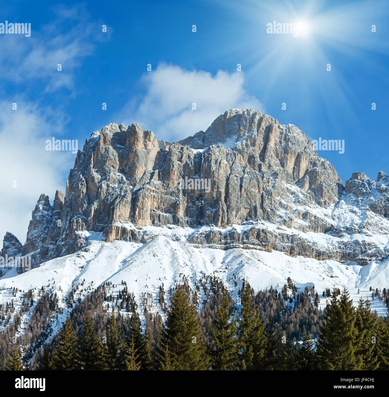 Winter rocky mountain view, Italy. Stock Photo