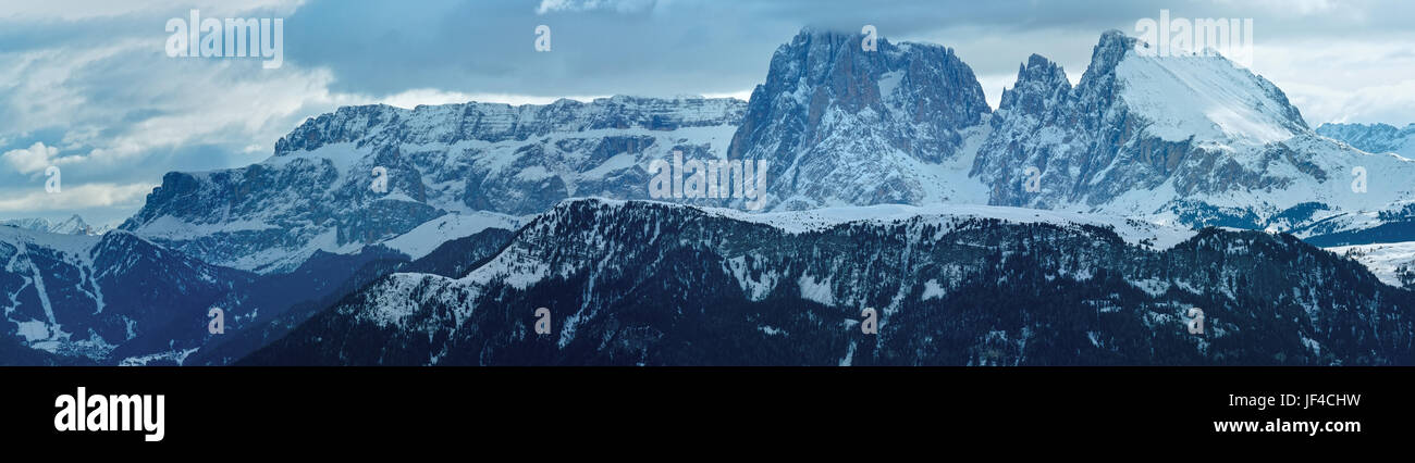 Winter Dolomite mountain panorama Stock Photo
