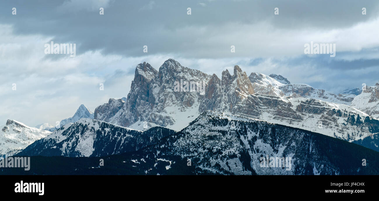 Winter Dolomite mountain panorama Stock Photo