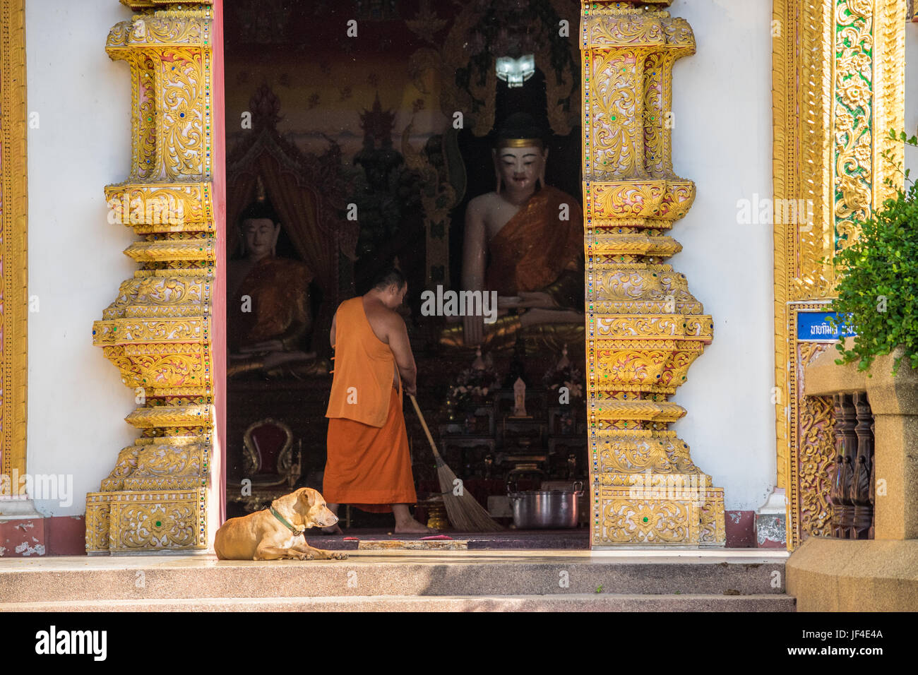 Monk in Chiang Mai Stock Photo