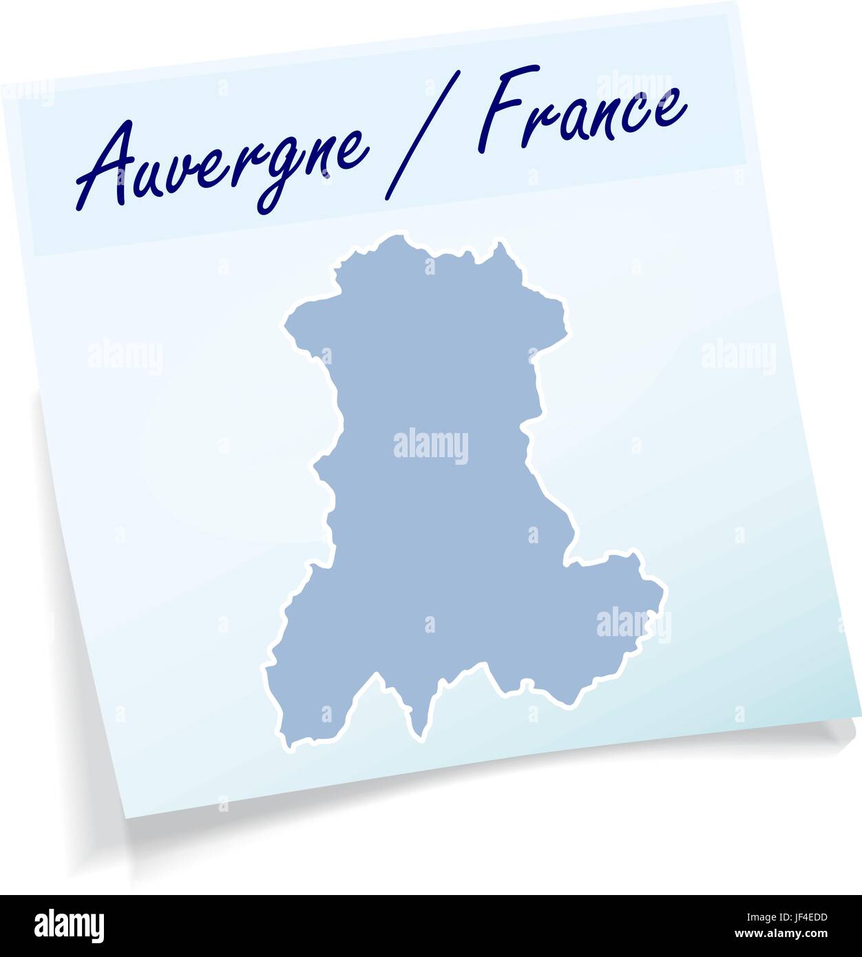 auvergne as a sticky note Stock Vector