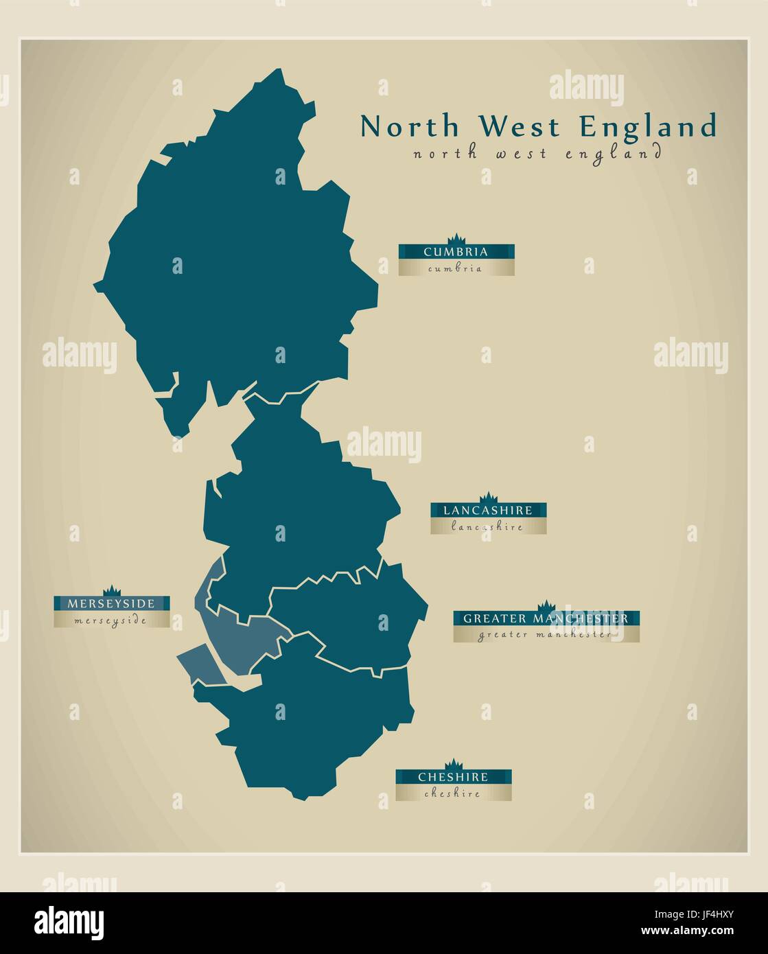 modern digital map - north west england uk Stock Vector