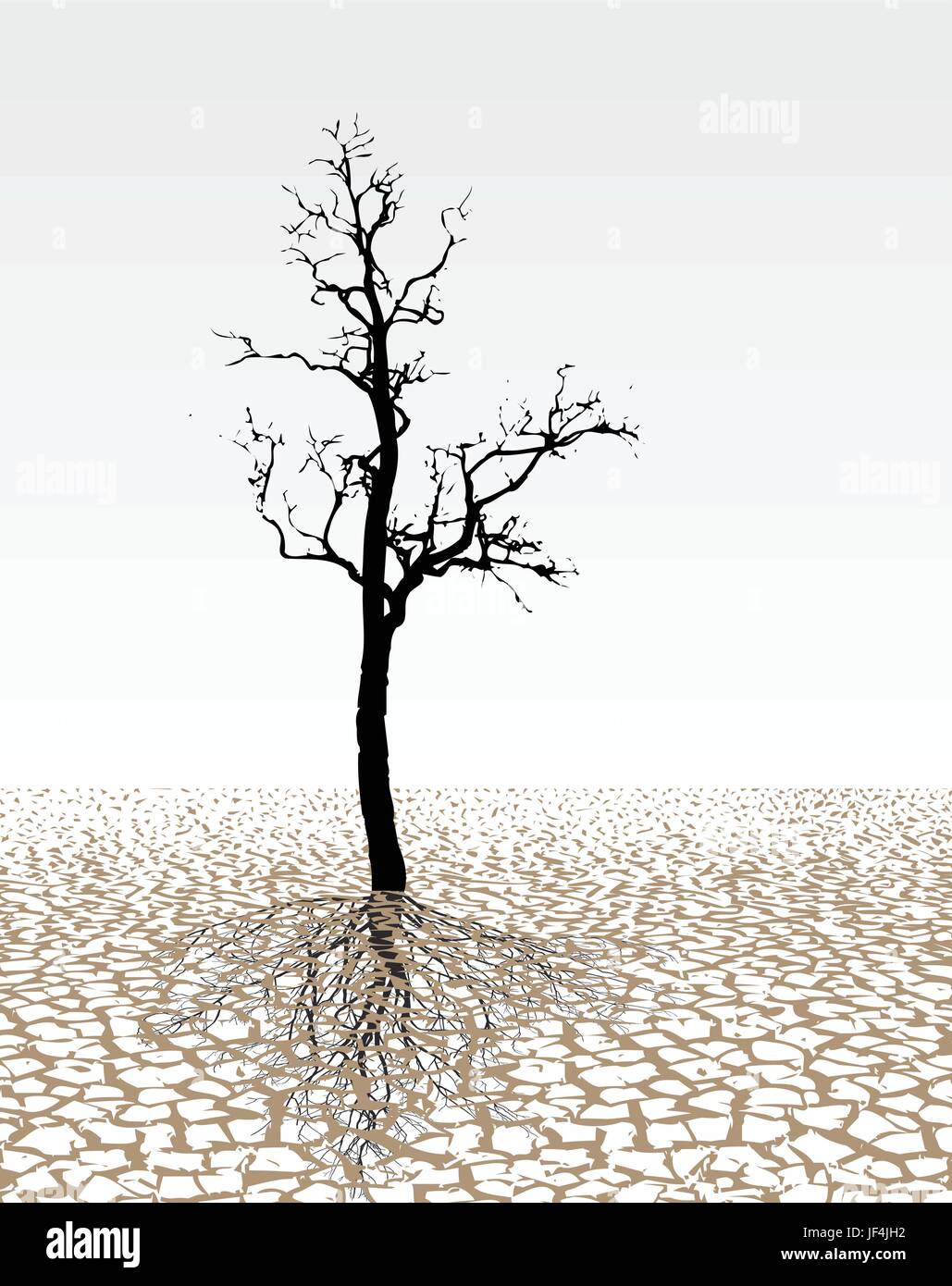 desert, wasteland, drought, dry, dried up, barren, disaster, season, arid, Stock Vector