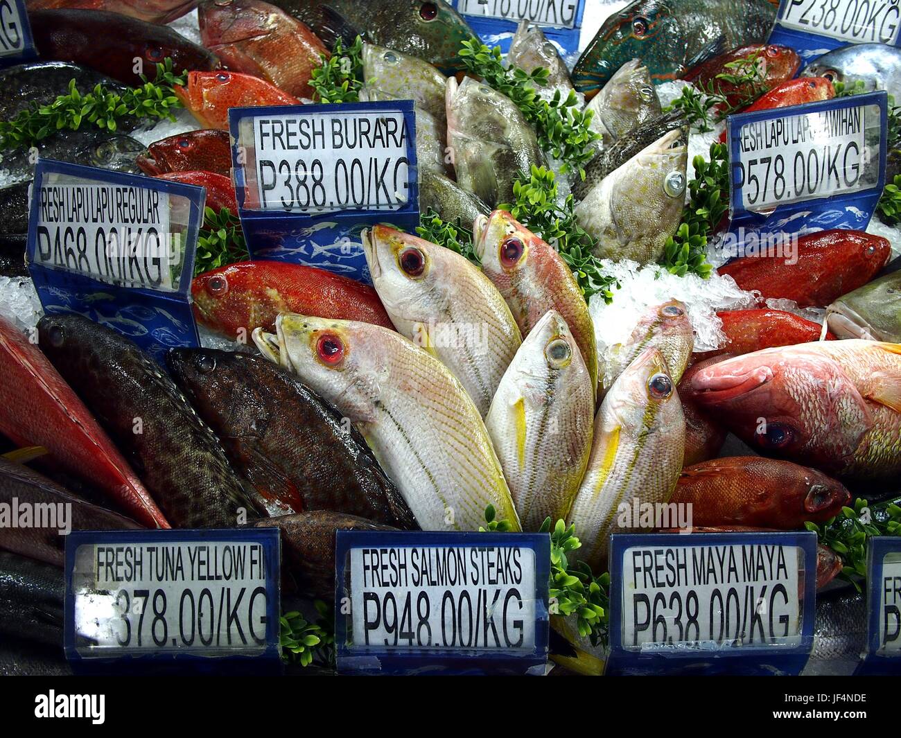 Antipolo City Philippines June 19 17 An Assortment Of Fresh Raw Fish And Seafood On Sale At A Grocery Store Stock Photo Alamy