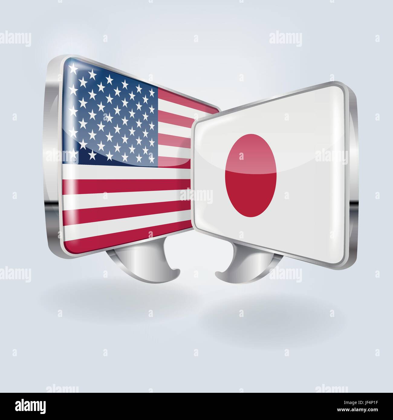 speech in japanese and american Stock Vector