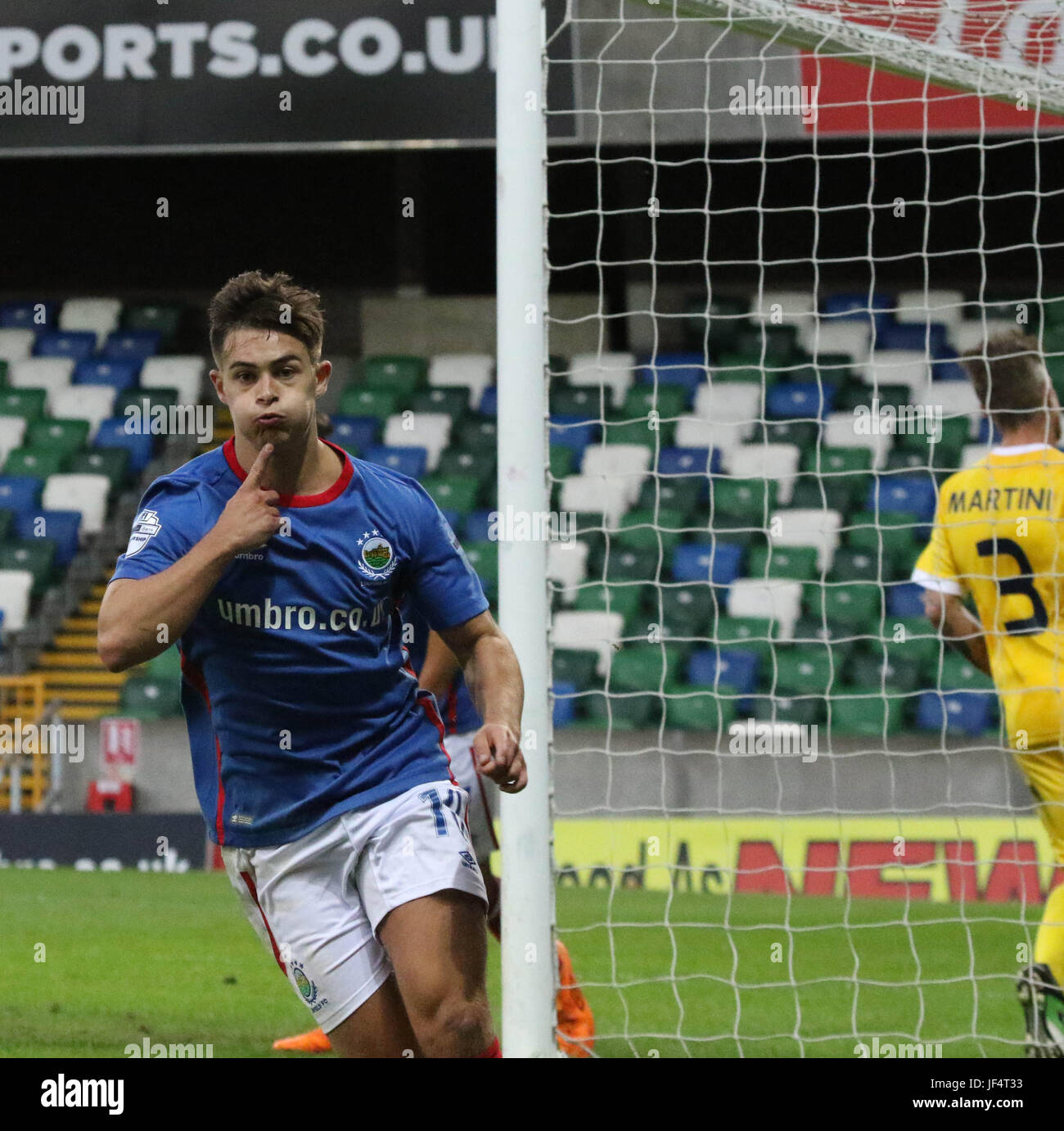 Windsor Park, Belfast, Northern Ireland. 28th June 2017. Linfield (Blue ...