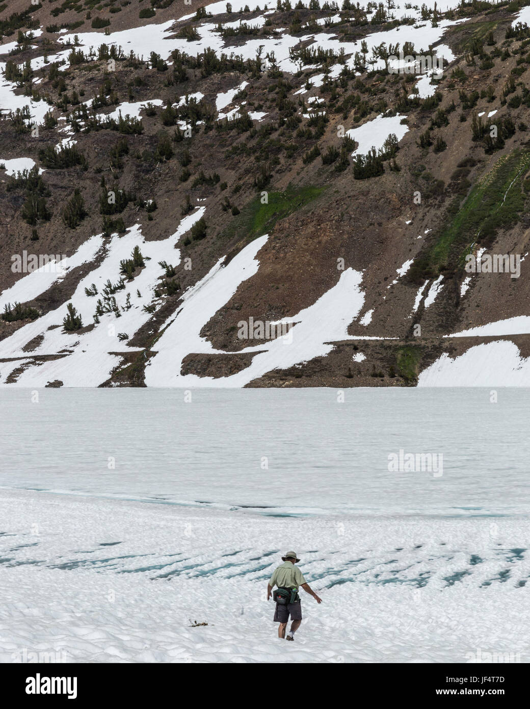 June 27, 2017 Saddlebag Lake, California, U.S June 27, 2017.A hiker