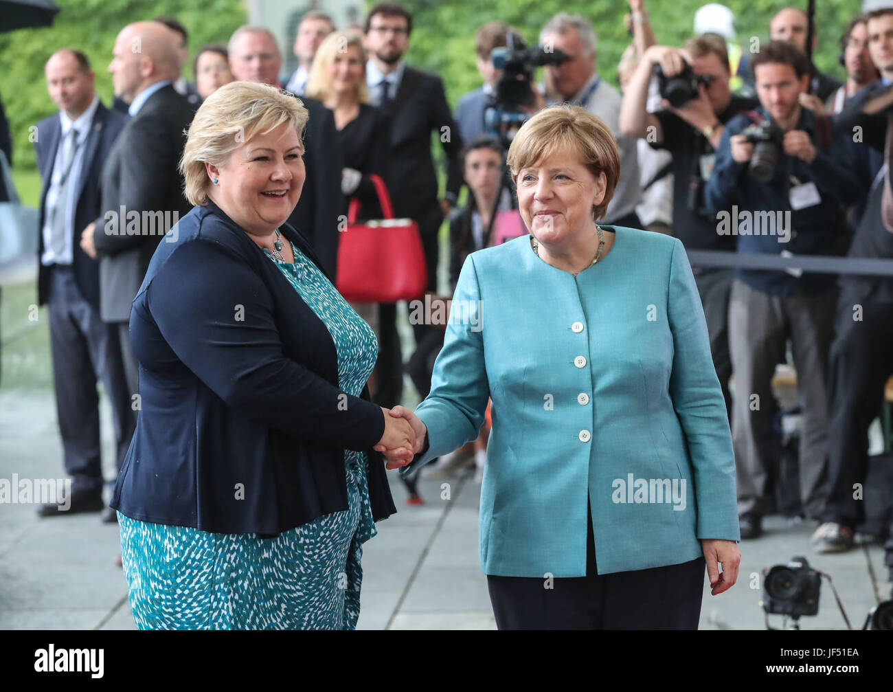 Berlin, Germany. 29th June, 2017. German Chancellor Angela Merkel (R ...