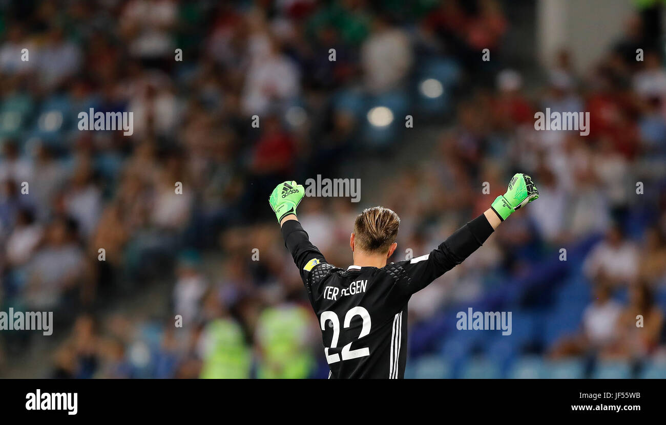 SOCHI, SC - 29.06.2017: GERMANY VS MEXICO - Marc-Andre TER STEGEN of Germany celebrates the goal during Germany-Mexico match valid for the semifinals of the 2017 Confederations Cup on Thursday (29th), held at the Sochi Olympic Stadium in Sochi, Russia. (Photo: Rodolfo Buhrer/La Imagem/Fotoarena) Stock Photo