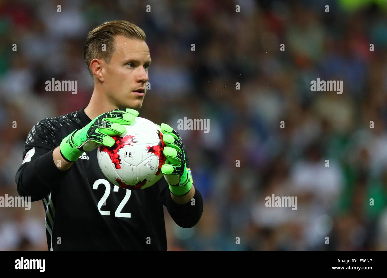 Sochi, Russia. 29th June, 2017. Germany's Marc-Andre ter Stegen during the semi-final of the Confederations Cup between Germany and Mexico at the Fisht Stadium in Sochi, Russia, 29 June 2017. Photo: Christian Charisius/dpa/Alamy Live News Stock Photo