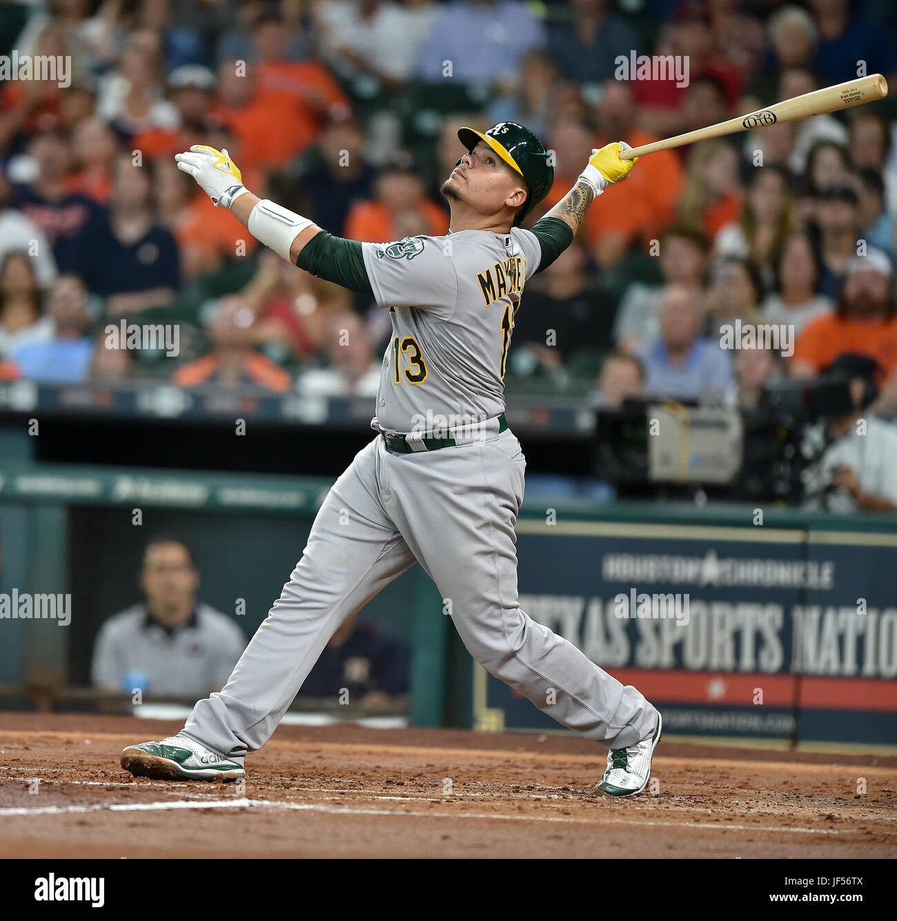 June 28, 2017 Oakland Athletics catcher Bruce Maxwell (13) at bat during a Major League