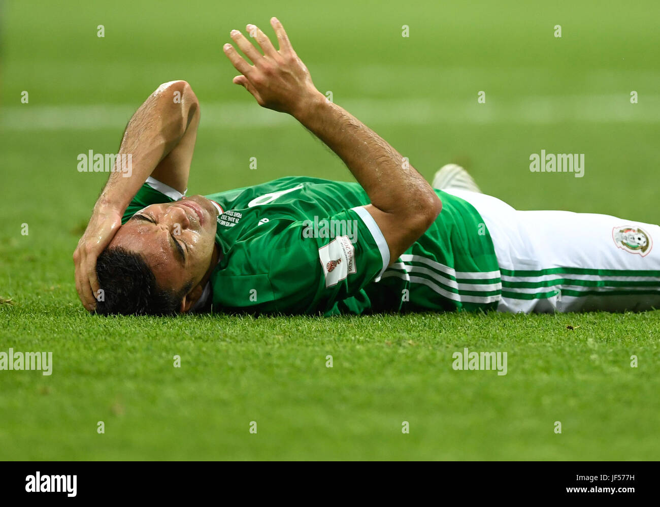 Sochi, Russia. 29th June, 2017. Mexico's Marco Fabian during the semi-final of the Confederations Cup between Germany and Mexico at the Fisht Stadium in Sochi, Russia, 29 June 2017. Photo: Marius Becker/dpa/Alamy Live News Stock Photo