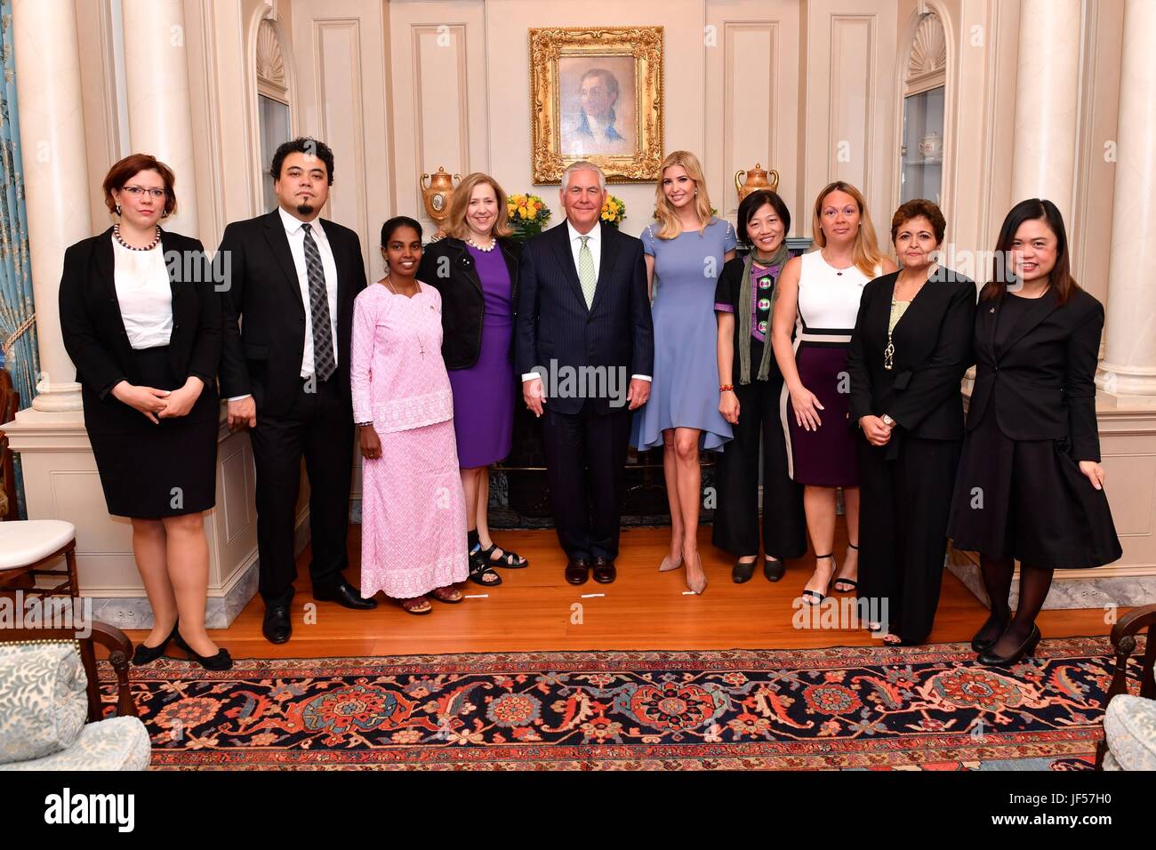 U.S. Secretary of State Rex Tillerson and Ivanka Trump, center