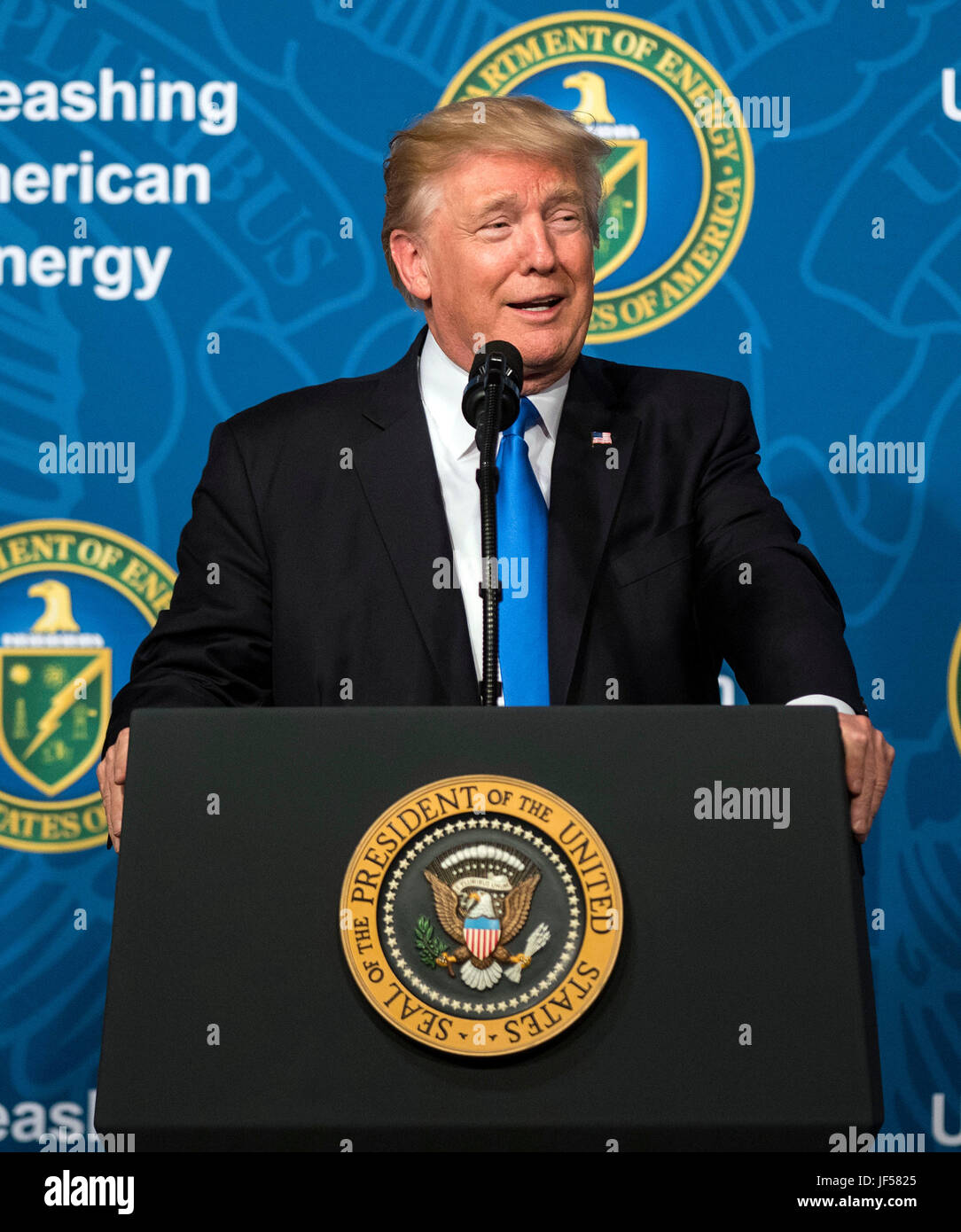 United States President Donald J. Trump delivers remarks at the ...