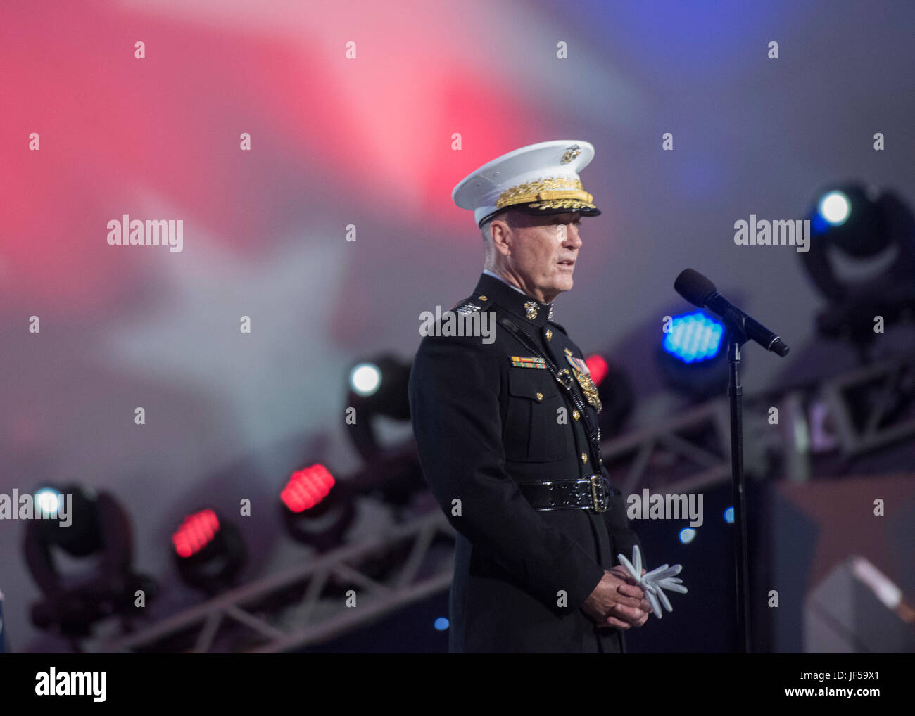 Marine Corps Gen. Joseph F. Dunford Jr., chairman of the Joint Chiefs of Staff, attends the National Memorial Day Concert at the west lawn of the U.S. Capitol, Washington, D.C., May 28, 2017. The concert’s mission is to unite the country in remembrance and appreciation of the fallen and to serve those who are grieving. (Dept. of Defense photo by Navy Petty Officer 2nd Class Dominique A. Pineiro/Released) Stock Photo