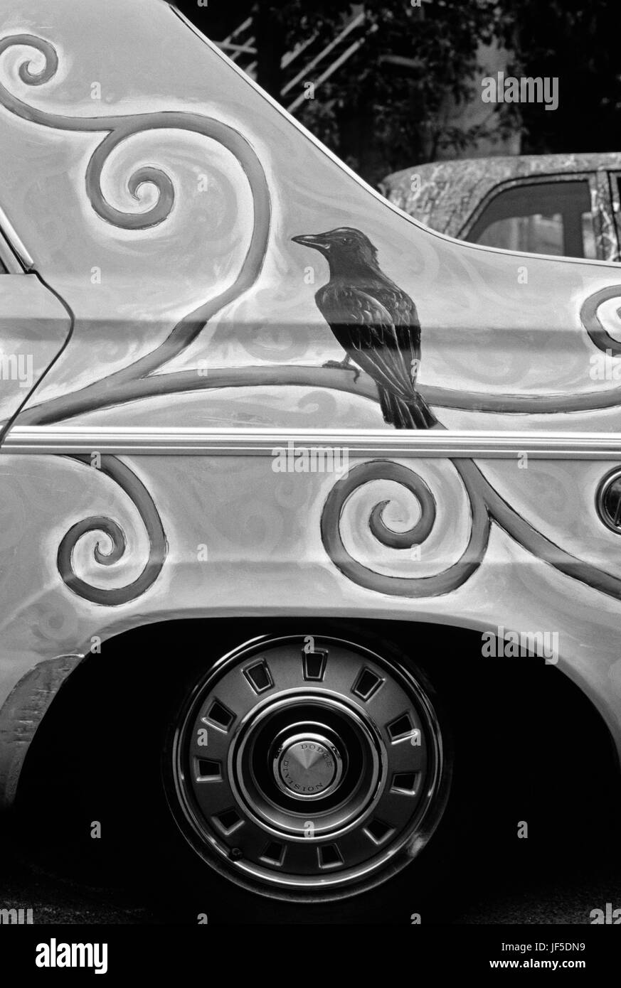 Fremont Summer Solstice Parade with car art painted car with crow Fremont district Seattle Washington State USA Stock Photo