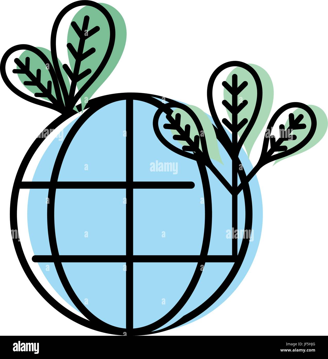 global earth planet with leaves and environment care Stock Vector Image ...