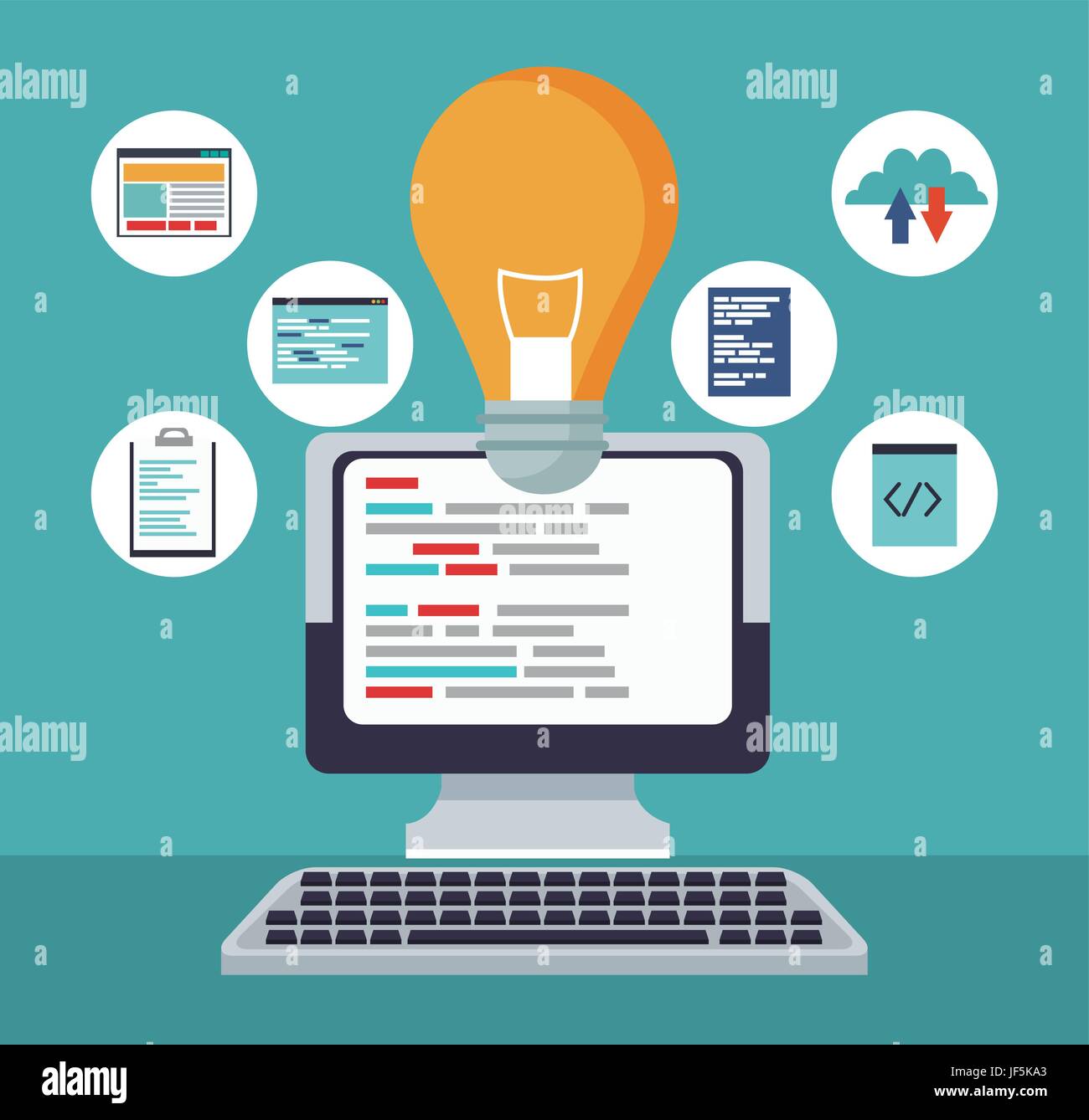 color background tech computer with icons programming codes and light ...