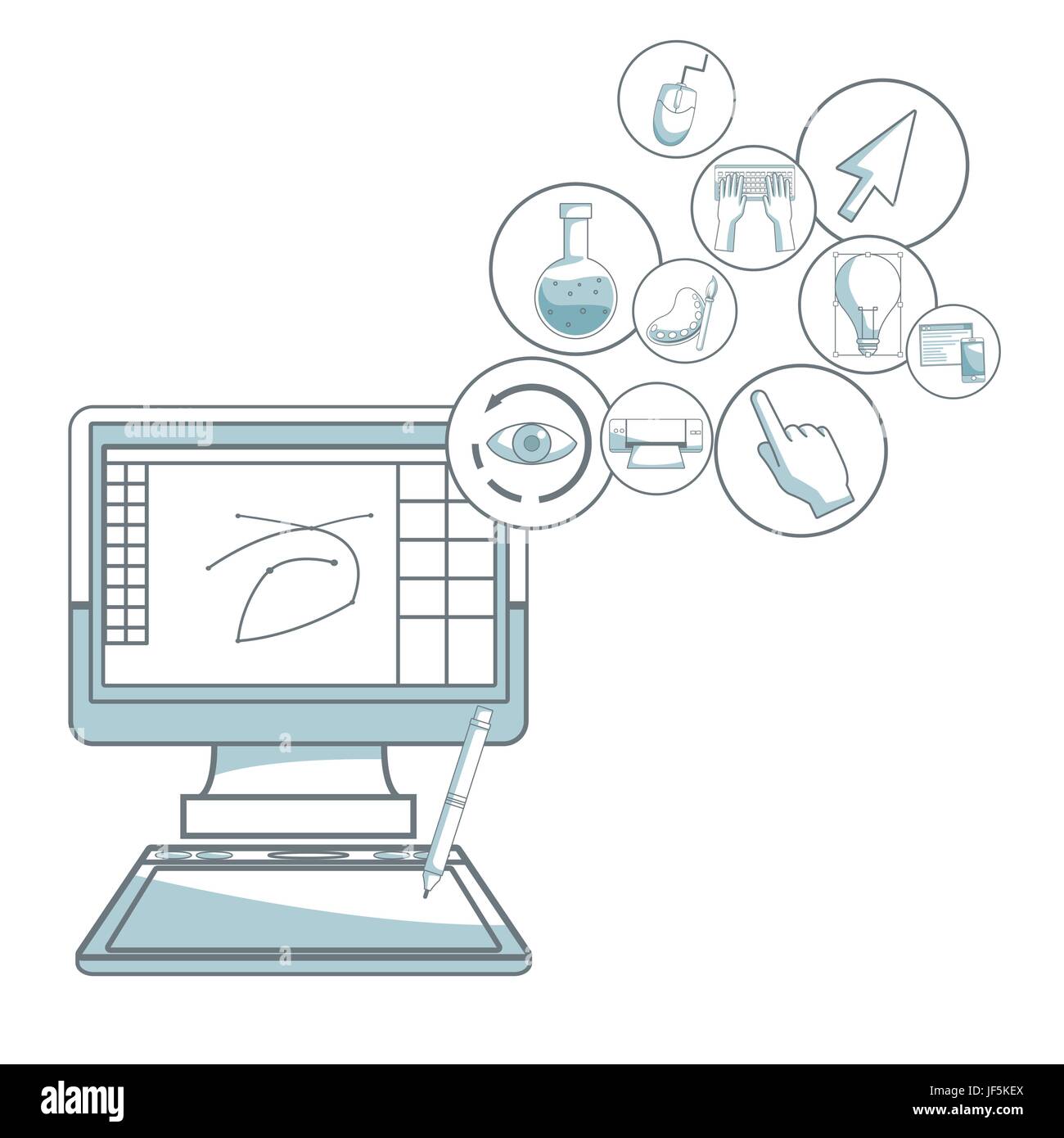 white background with silhouette color sections shading of desk