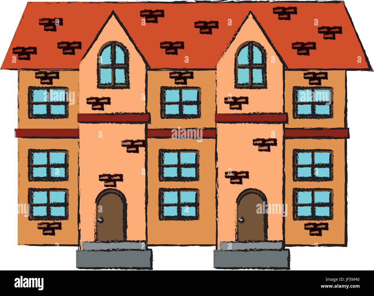 drawing house brick roof tile windows Stock Vector Image & Art Alamy