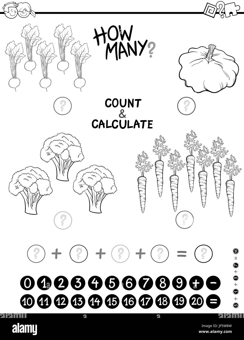 maths game coloring page Stock Photo - Alamy