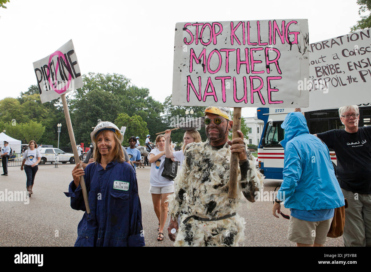 September 03, 2011: Environmental activists protesting Keystone XL pipeline (tar sands, environmental protest) - Washington, DC USA Stock Photo