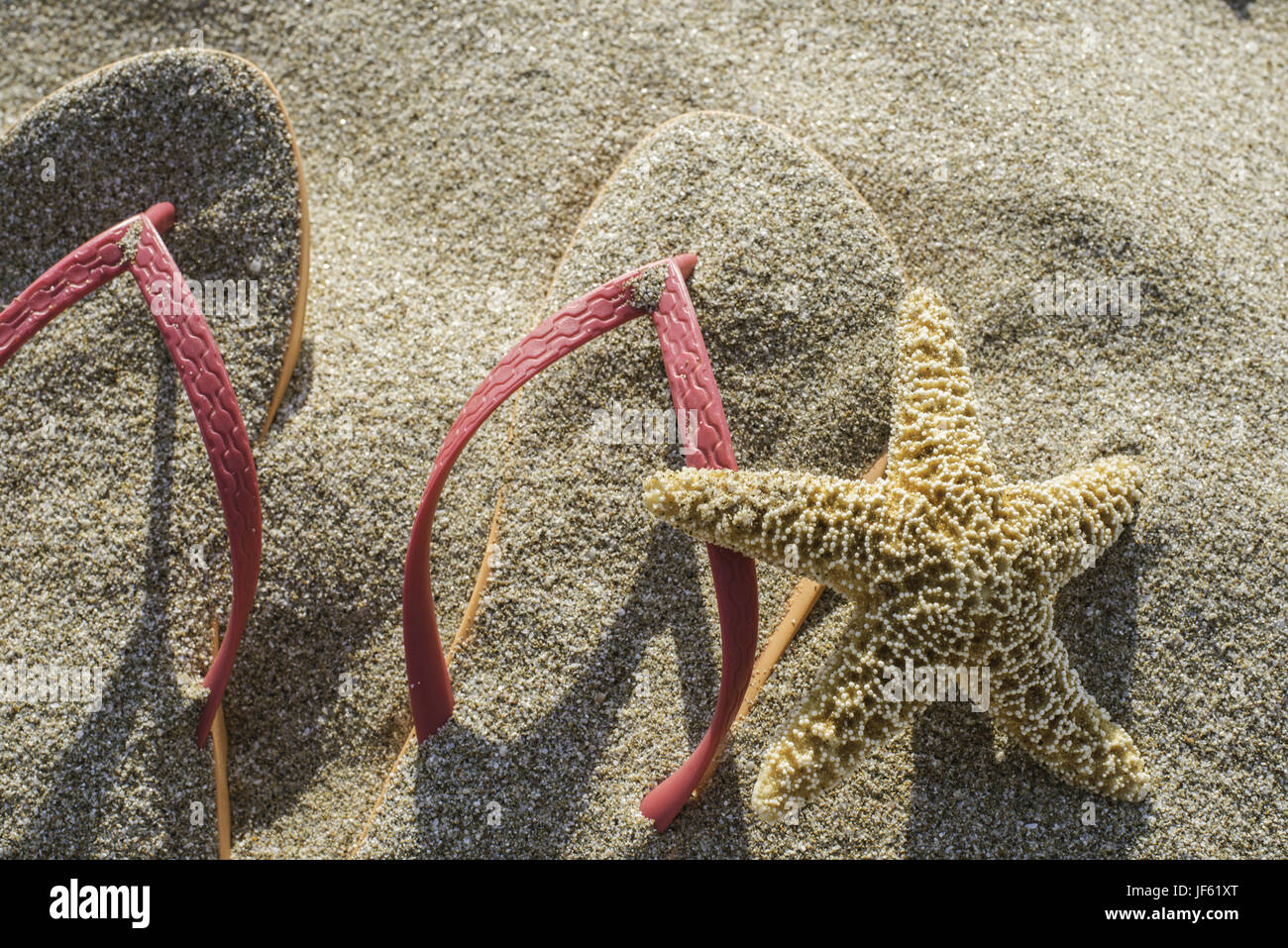 Sandals on the beach in the sand Stock Photo - Alamy