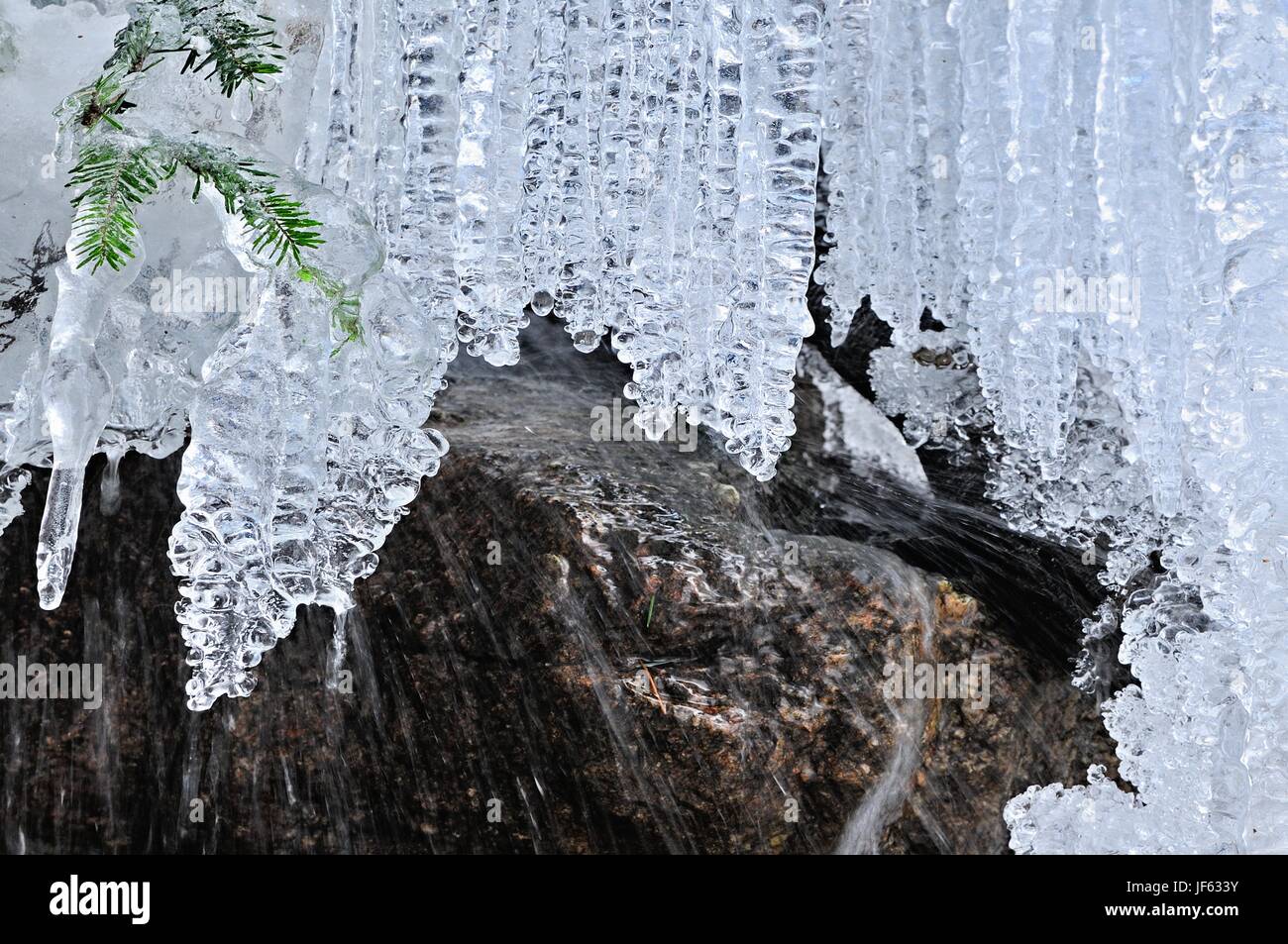 Nature window in winter with ice Stock Photo - Alamy