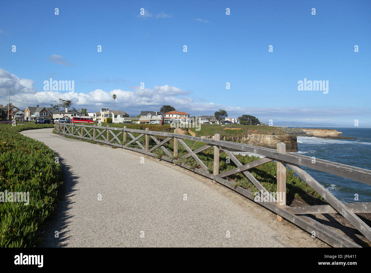 The path along West Cliff Drive, Santa Cruz, California, United States, North America Stock Photo